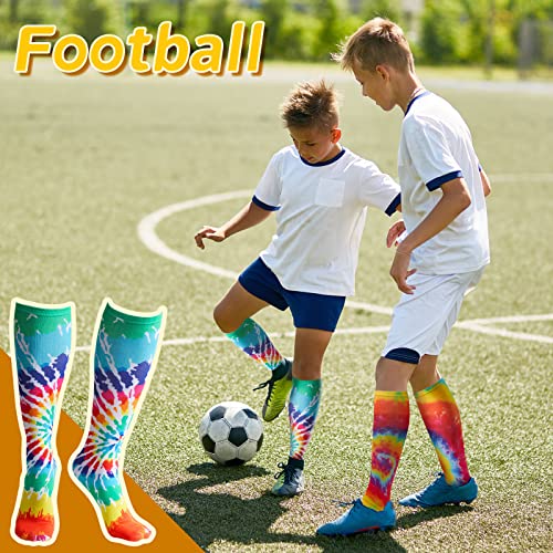 Image of Geyoga 2 Pairs Tie Dye Socks, Soccer Socks Kids
