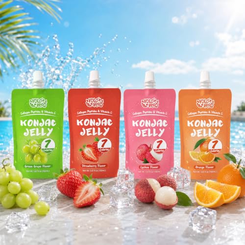 VOLO VERO Drinkable Konjac Jelly Pouch Variety Pack, Low Calories Snacks | Gluten Free, 0 Sugar, Keto, Vitamin C Healthy Fruit Snacks,10 Packet - Flavors Include Lychee, Strawberry, Orange, Grape - image 8