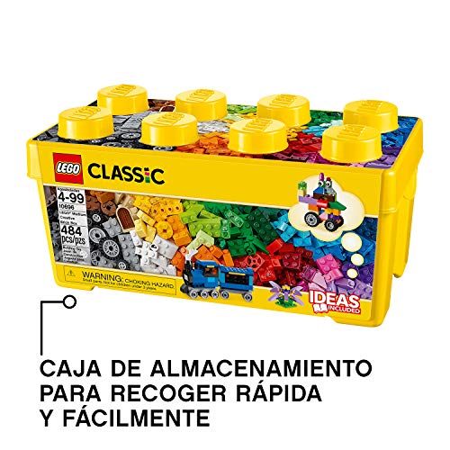 LEGO 10696 Classic Caja de Ladrillos Creativos Mediana con Base Verde, Coches y Animales, Juguete para Construir para Niños de 4 Años o Más
