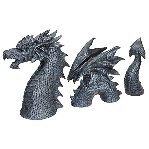 Large Dragon Gothic Garden Decor Statue - The Dragon of Falkenberg Castle Moat Lawn Statue, Garden Sculptures & Statues, Funny Outdoor Figurine, Yard Art, Frost and Winter-Resistant Statue for Garden