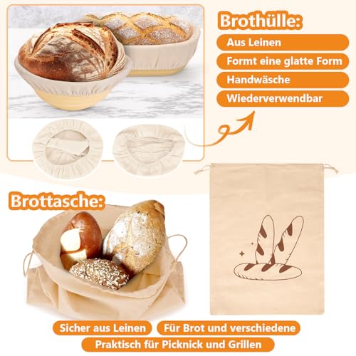 Brotgärkorb -Set- aus Silikon (23cm rund & 25cm oval) – Sauerteig-Gärkorb (inkl. Teigschaber, Rostmesser, Gärtuch & mehr) – faltbar… – Ansicht 5