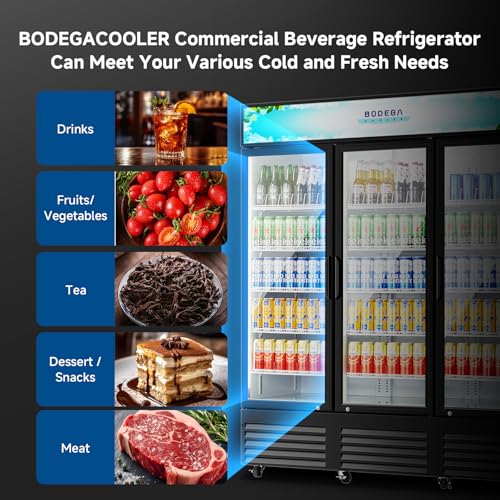 Image of BODEGACOOLER 53 Cu.Ft Merchandiser Cooler, 3 Door Commercial Display Fridge