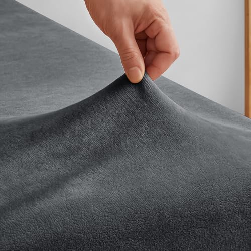Image of VAS COLLECTIONS Luxury Warm Winter Elastic Fitted Bedsheet with 2 Pillow Covers - Ultra Soft Flannel Velvet Touch, Cozy & Wrinklefree lintfree Size - 78x72+10 Inches (Dark Grey)
