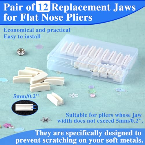 SPEEDWOX Flat Nose Plier Replacement Tips - Pair of 12 Jaws for Jewelry Making Pliers - Smooth Jaw Jewelry Tool - Image 2