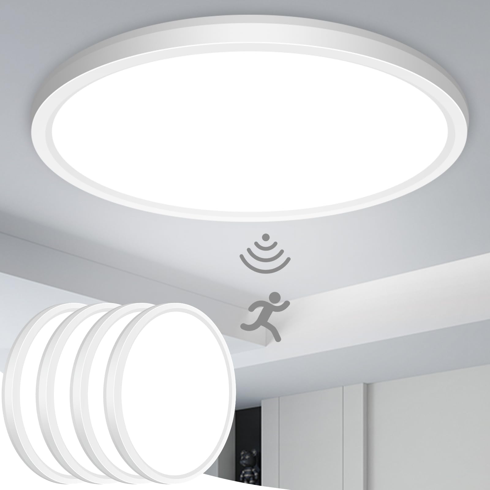 Motion Sensor LED Ceiling Light Indoor, 9.5 inch Closet Lights Motion ...