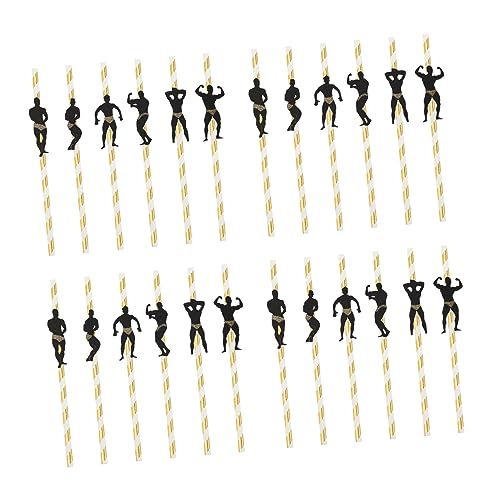 Pitillos desechables dorados rayados x24 miniatura 1