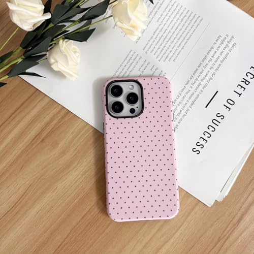 XQAGU for iPhone 15 Pro Max Case Polka Dots Cute Trendy Aesthetics Simple Design Protection Phone Case for iPhone 15 Pro Max-Pink - image 2