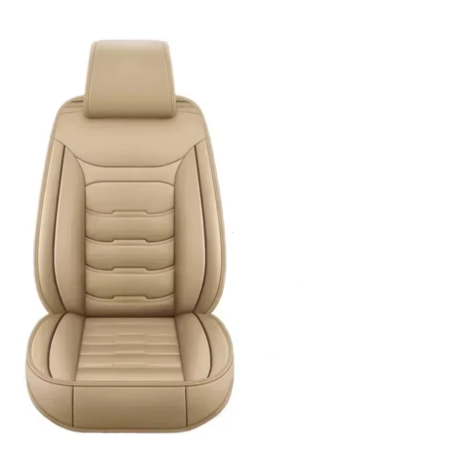 Protector Asiento Coche Juego Fundas Asientos Coche Cuero PU Protector Banco Dividido Frontal Único Ajuste Universal Mayoría Coches SUV Cuatro Estaciones(Beige- x 1)