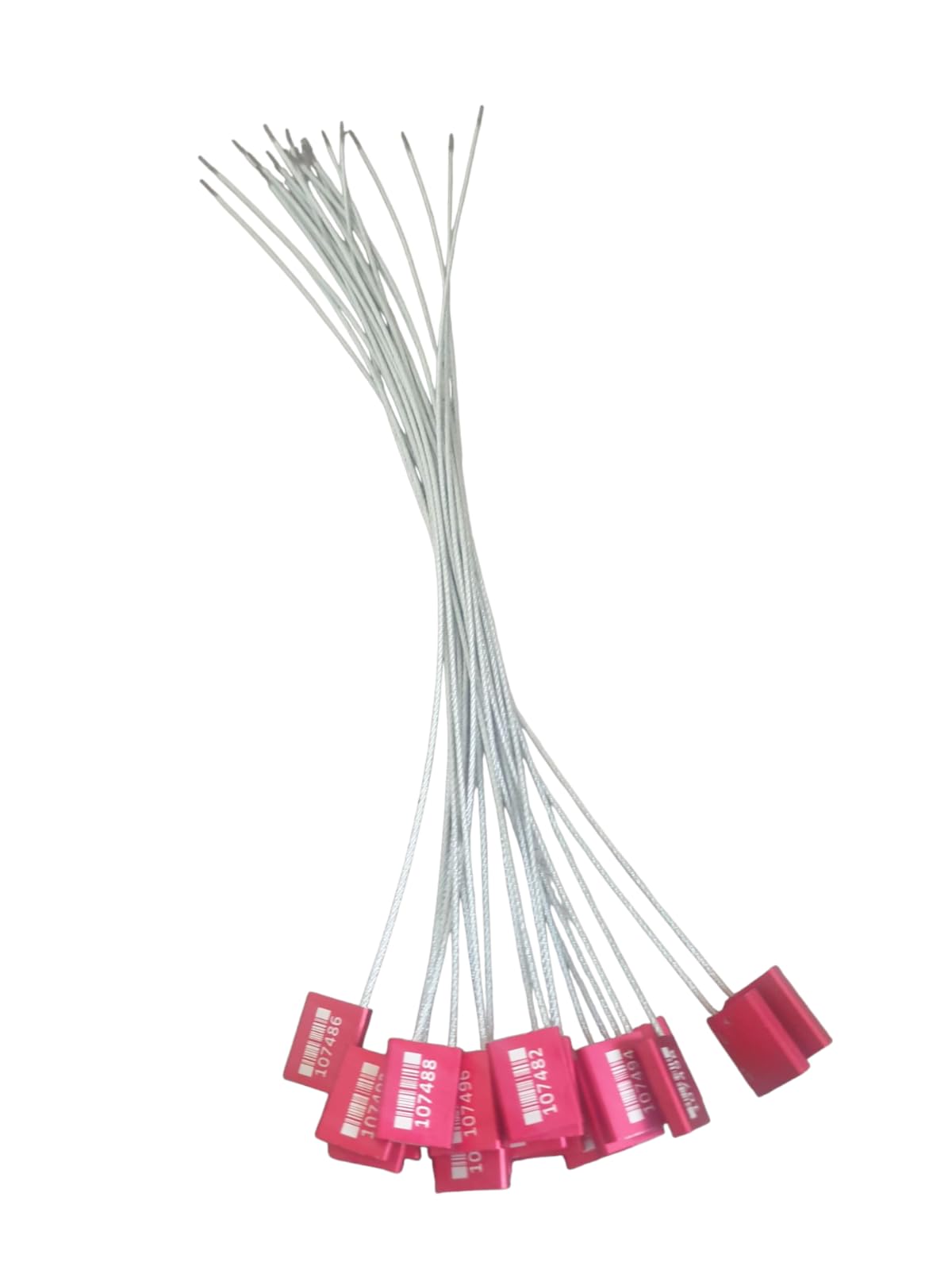 Lot de 100 joints de sécurité en métal de haute sécurité numérotés inviolables en aluminium - Rouge - 40 cm