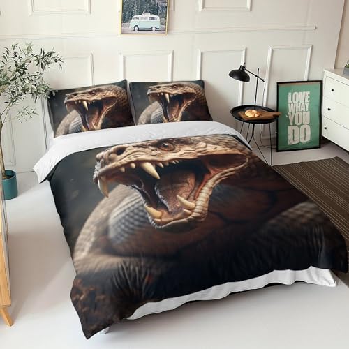 Housse de couette serpent motif 3D drap de lit microfibre 200x200 cm - 3