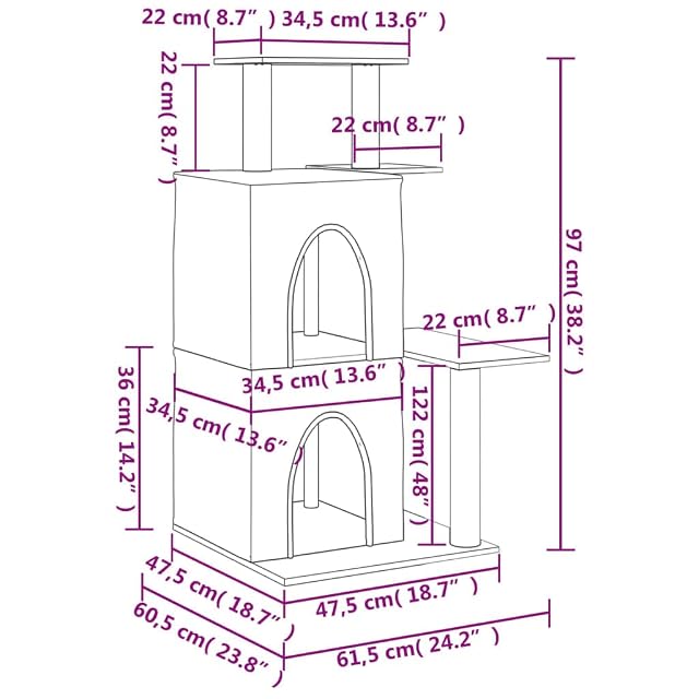 Foto 3 de 7 de vidaXL Rascador para Gatos con Postes de sisal Gris Oscuro 97 cm