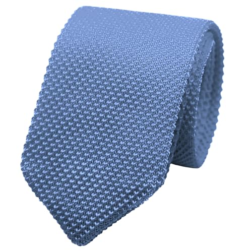 Image of Mantieqingway Pointed Knit Ties for Men Pure Color 2.76'' Skinny Neck Tie Formal Business Knitted Tie for Daily Wedding Party