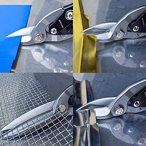 Image of TOOLEAGUE 12 inch Aviation Tin Snips with Forged Blade, Heavy Duty Long Straight Cutters Shears for Cutting Sheet Metal, Aluminum & DIY Projects.