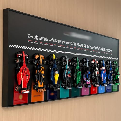 Image of iLuane Display Wallboard for Lego Speed Champions Collector's Pack 66802, Holds 10 Cars in One Frame, Adult Collectibles Wall Mount, Home or Office Decor, 77242-77251 Style B (No Car Included)