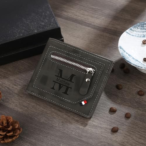 Custom Mens Wallet with Picture & Name Personalized Photo Wallet for Men Slim Leather Bifold Wallet Engraved Wallet Gifts for Men Boyfriend (Black)3