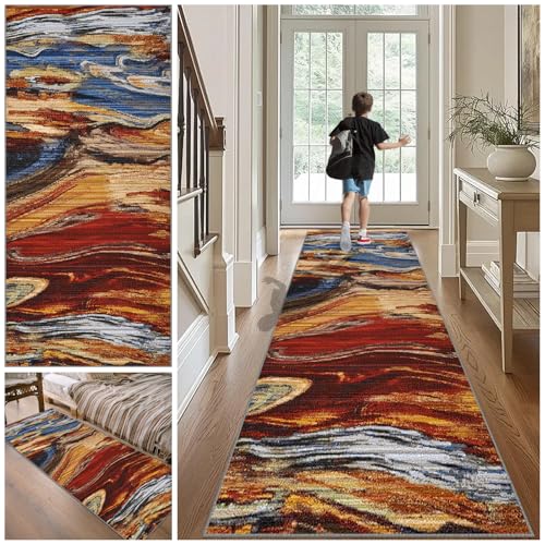 ZAJENKUB 80 x 140 cm Alfombra de Pasillo Larga, Alfombras Cocina Vintage Lavable, Alfombra Corredor Antideslizante, Pelo Corto Alfombras de área para Habitacion Comedor Dormitorio Sala