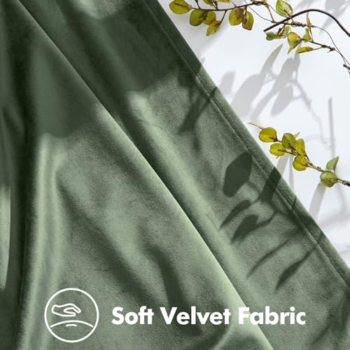 Image of MIULEE Sage Green Velvet Curtains 108 inches Long, Pinch Pleated Blackout Drapes with Hooks, Thermal Insulated Pinch Pleat Panels for Bedroom Living Room, 2 Panels