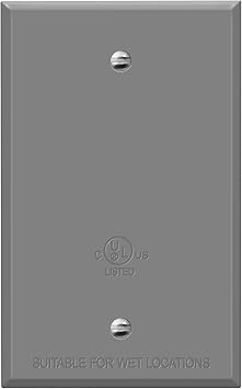 ENERLITES Weatherproof Blank Cover, Blank Metal Wall Plate for Outdoor Use, Corrosion Resistant, Standard Size 1-Gang 4.50" x 2.76", Zinc Alloy, 7701-WP, Gray