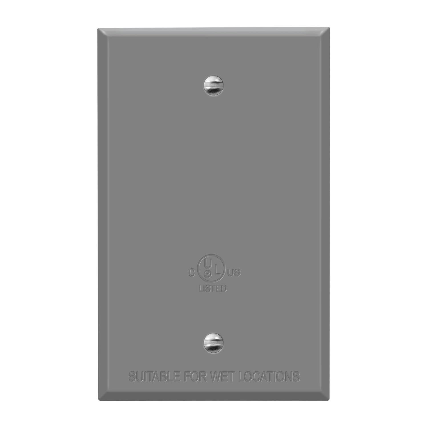 ENERLITES Weatherproof Blank Cover, Blank Metal Wall Plate for Outdoor Use, Corrosion Resistant, Standard Size 1-Gang 4.50" x 2.76", Zinc Alloy, 7701-WP, Gray