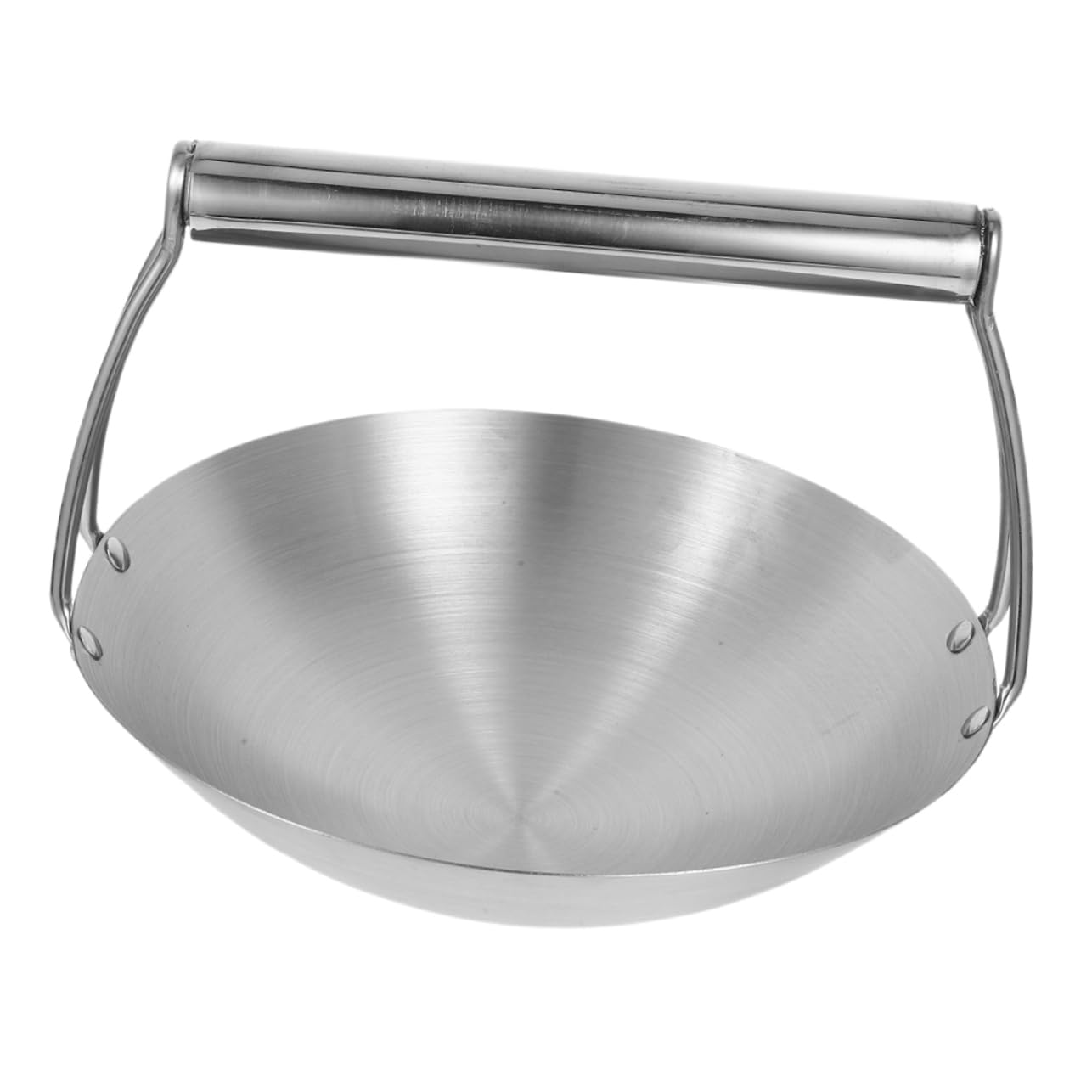 Ciieeo Wok aus Edelstahl mit Rundem Boden, 31, 75cm, Silber | Aufhängestange, zum Servieren, Braten und Kochen, für Küche, Restaurant und Zuhause