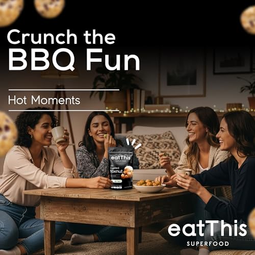 Image of EatThis Superfood Roasted Foxnuts (Makhana) Barbecue | Crunchy Healthy Snack | Olive Oil Roasted | Vegan, Gluten Free, Non-GMO | Pack of 4-12 oz