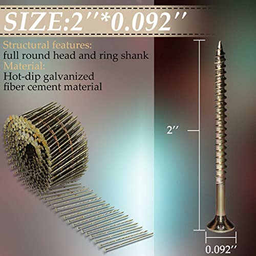 Hotop HOTOP-WIRE COLLATED -35 3600 Count Siding Nails, 15-Degree Wire Collated Coil Ring Shank Nails thumb #2