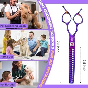 JASON Dog Scissors for Grooming – 7.5″ Chunker Scissors for Dog Grooming, Japanese 440C Stainless Steel Chunking Shears with Diamond Adjustable Screw (18 Teeth, Purple)