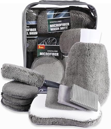 Car Cleaning Tools Kit Car Detailing Set Tire Brush Polishing Towel Cloth Wash Sponge Microfiber Cleaning Mitt Towels Kit