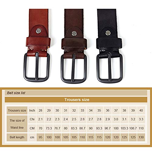 Cinturón Ajustable de Cuero Genuino, Cinturones de Cuero Genuino for Hombres Cinturón Suave for Hombre Metal Duro Hebilla Negra Mate Cinturón de Cuero Real(Black,135cm)