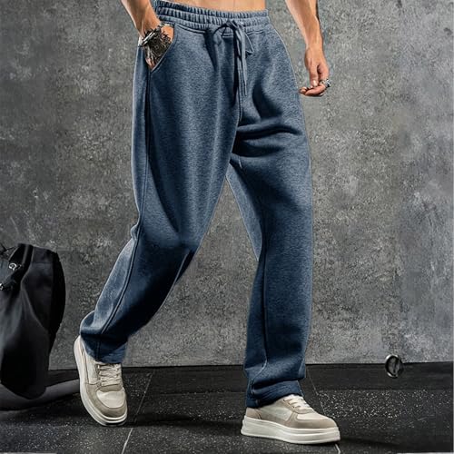 Men's Cotton Casual Pants Open Bottom Stretch Hiking Drawstring Jogger Sweatpants with Pockets, M-3XL2