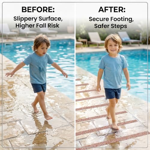 Image of LifeGrip Rubber Anti Slip Tape 2 inchx38' Waterproof Grip Tape for Pool, Orange | Non Slip Safety Tape for Stairs, Outdoor, Showers, Swimming Pools, Wooden Stairs, Textured Comfortable for Bare Foot