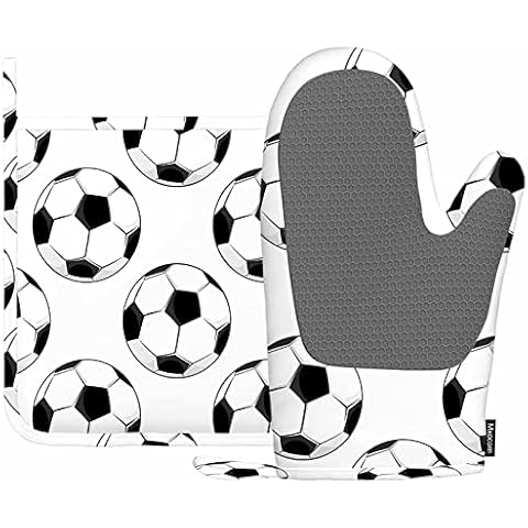 Mxocom Sport Football Pattern Oven Mitts Set Cover