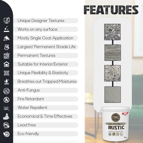 Image of The Decor Co. Marble Texture Wall & Floor Paint with 3D Designer Stone and Granite Luxury Finish Washable Water Resistant Acrylic Emulsion for Interior Exterior Home Decor DIY (1Pc, Light Beige, 4kg)