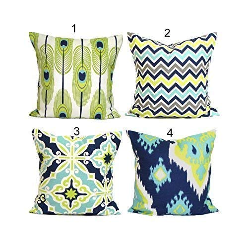 Blue Green Pillow Covers, Blue Pillow Cover, Green Pillow