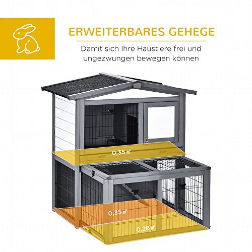 PawHut Kleintierstall Stall mit Rampe Meerschweinchenstall Freilaufgehege Kleintiergehege außen Winterfest mit… – Bild 5