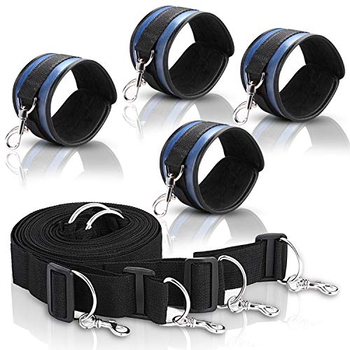 Cyan Phoebe Adjustable 4 Leather Straps for Ankle-Hand-Wrist Sports Exercise Set Kit - Blue