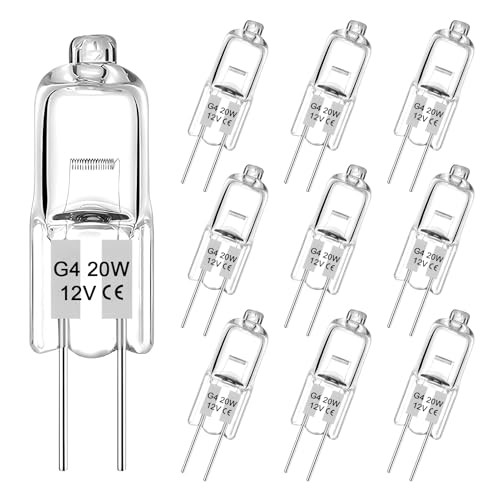 G4 Halogen Light Bulbs 20W, 10 Pcs 220V Dimmable Capsule Oven Bulbs Warm White 2 Pin Lamp Bulb Halogen Clear Bulb Lamps Led Bulbs for Wax Burner Lava Lamp Cooking Lighting RV Light, 300℃ Heat Tolerant