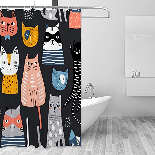 Rideau de douche anti-éclaboussures polyester motif chatons mignons - 5