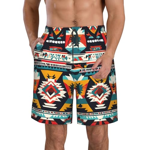Native American Pattern Print Summer Beach Casual Shorts for Men,Perfect for Surfing,Running,and Everyday Wear