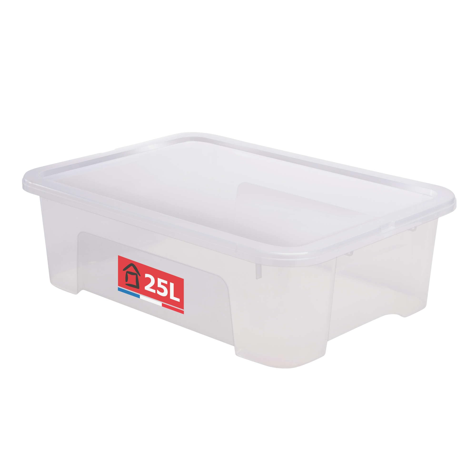 Sundis View Box, Plastic Storage Box with Lid, 25L, Clear, Stackable and Stackable, Ideal for Storing Cabinets, Office, Laundry Room, Bathroom