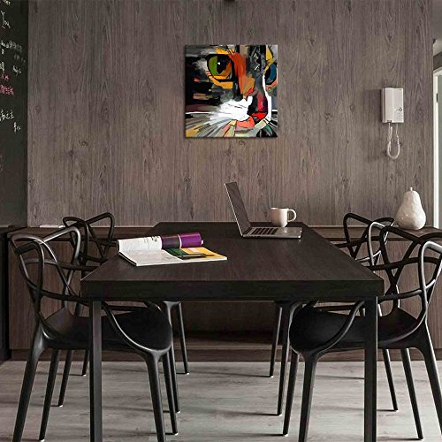 Welmeco Modern Animals Artwork Decor Abstract Colorful Cat Painting Giclee Prints Gallery Wrap Ready To Hang For Cat Lovers Home Bedroom Living Room Pet Shop Decoration (01 Cat, 20"X20") #TOP1