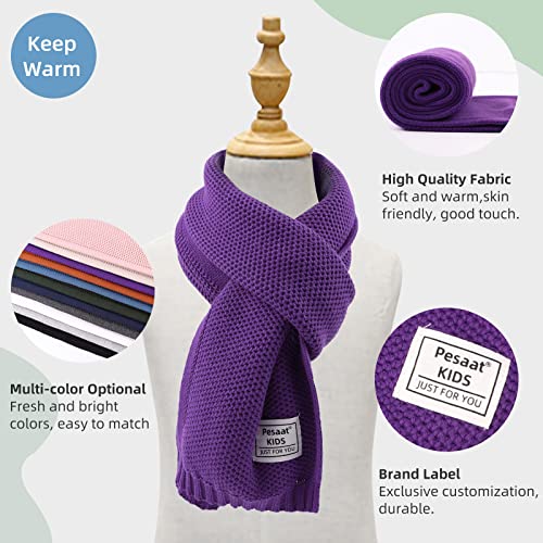Image of PESAAT Kids Winter Infinity Scarf Knit Cotton Toddler Boy Girls Scarves