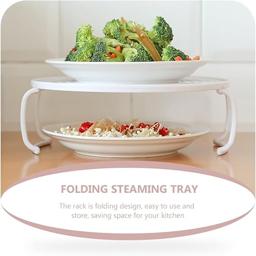 Apilador de Platos para Microondas, Accesorio Multifuncional para Microondas, Estante Redondo para Cocinar Al Vapor con Asa, Bandeja para Cocinar Al Vapor, Estante para Calentar - imagen 4
