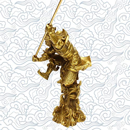 Addune Handsome Brass Monkey King Statue Sun Wukong Figurine Gold Decor Collectibles Smart Gift 7'' #TOP2