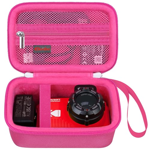 Custodia per KODAK PIXPRO WPZ2 Robusta Fotocamera Digitale Impermeabile per WiFi 4K Resistente Agli Urti Tasca Mesh Adatta Caricabatteria. Lampone
