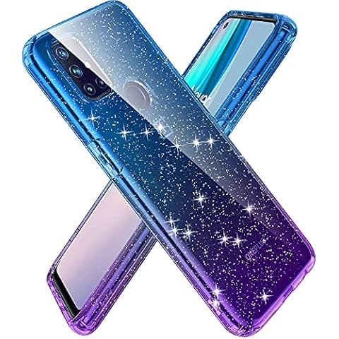 BAISRKE Oneplus Nord N10 5G Case, Sparkly Glitter Bling Case for Girly Women,Shockproof Clear Gradient Soft TPU Cover Phone for Oneplus Nord N10 5G - Purple Blue Cover