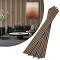 VallisCo 4-Piece Wood Slat Acoustic Panels for Stylish Interior Decor & Noise Reduction - 94.5" x 7.9" 3D Solid Wood Wall Panels for Ceiling and Wall, Covers 20.66 Sq Ft, Walnut
