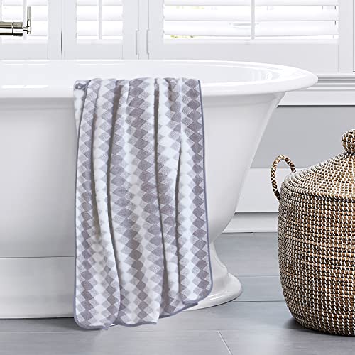 Image of Spread Spain Microfiber Towels for Bath Set of 3 (1 Bath + 2 Hand), 360 GSM, Coral Large Bath Towels, Extra Soft Plush & High Absorbent, Bath Towel for Men and Women - Grey