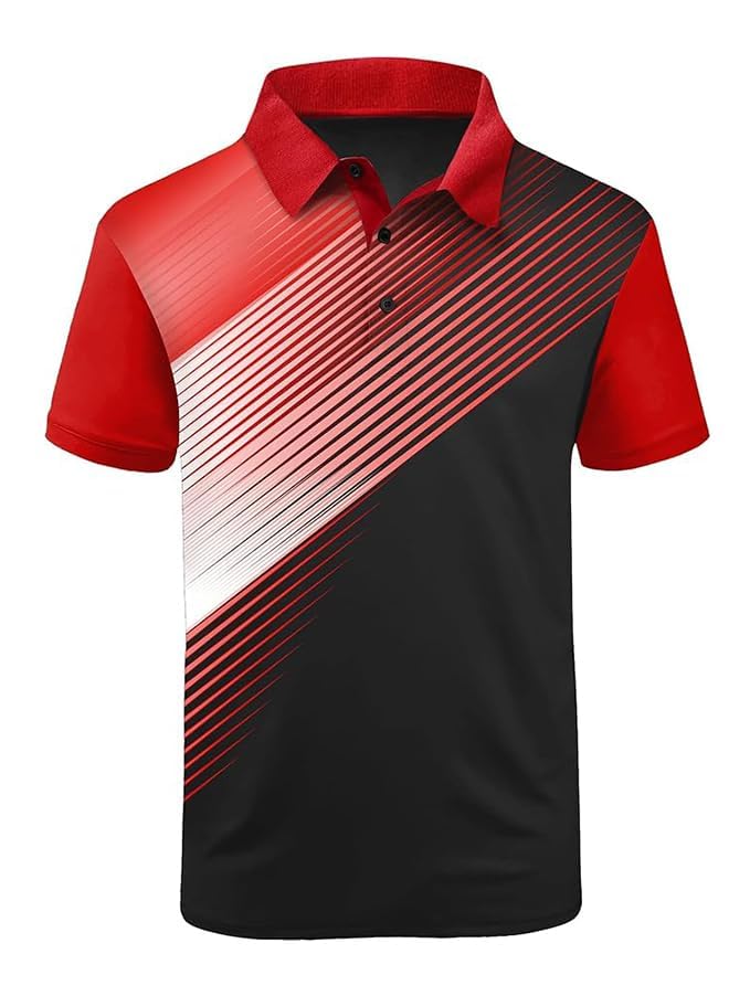 ZITY Mens Golf Shirt Short Sleeve Sport Moisture Wicking Performance Print Golf Polo Shirts for Men Global Recycled Stan