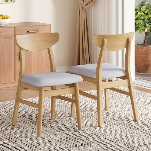 AHLHHOME Set of 2 Modern Scandinavian Chairs with Curved Wood